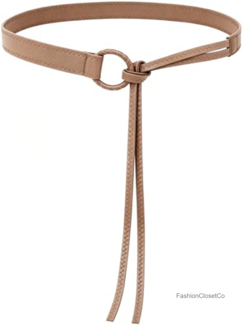 Womens PU Leather Knotted Waist Belt Thin Tie Ends Bohemian